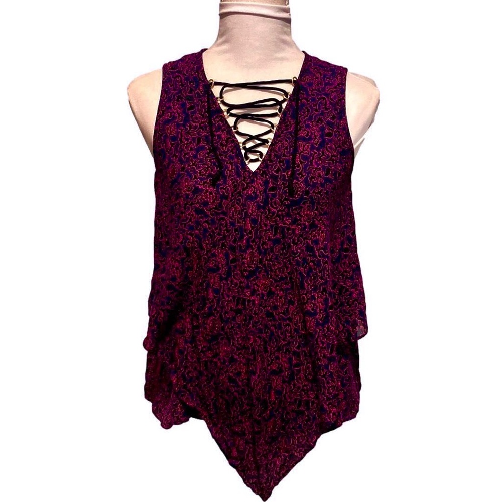 Derek Lam 10 Crosby Womens Purple Navy Silk Handkerchief Blouse Top Shirt Size 4